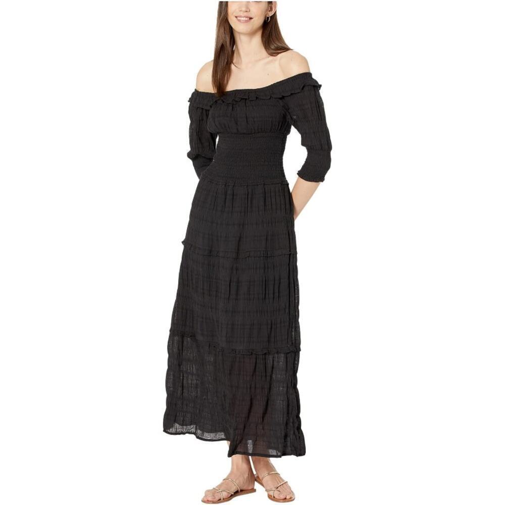 Steve Madden Women's Black Smocked Waist Peasantries Dress Size XL